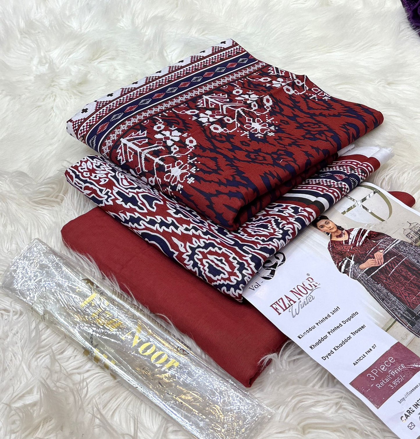 Fiza Noor 💯 Original 3pc Printed Khaddar Collection