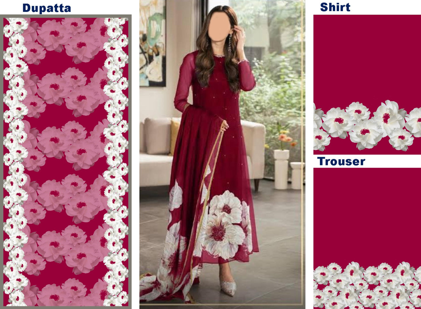 2 Pc Un Stitched Women Suits