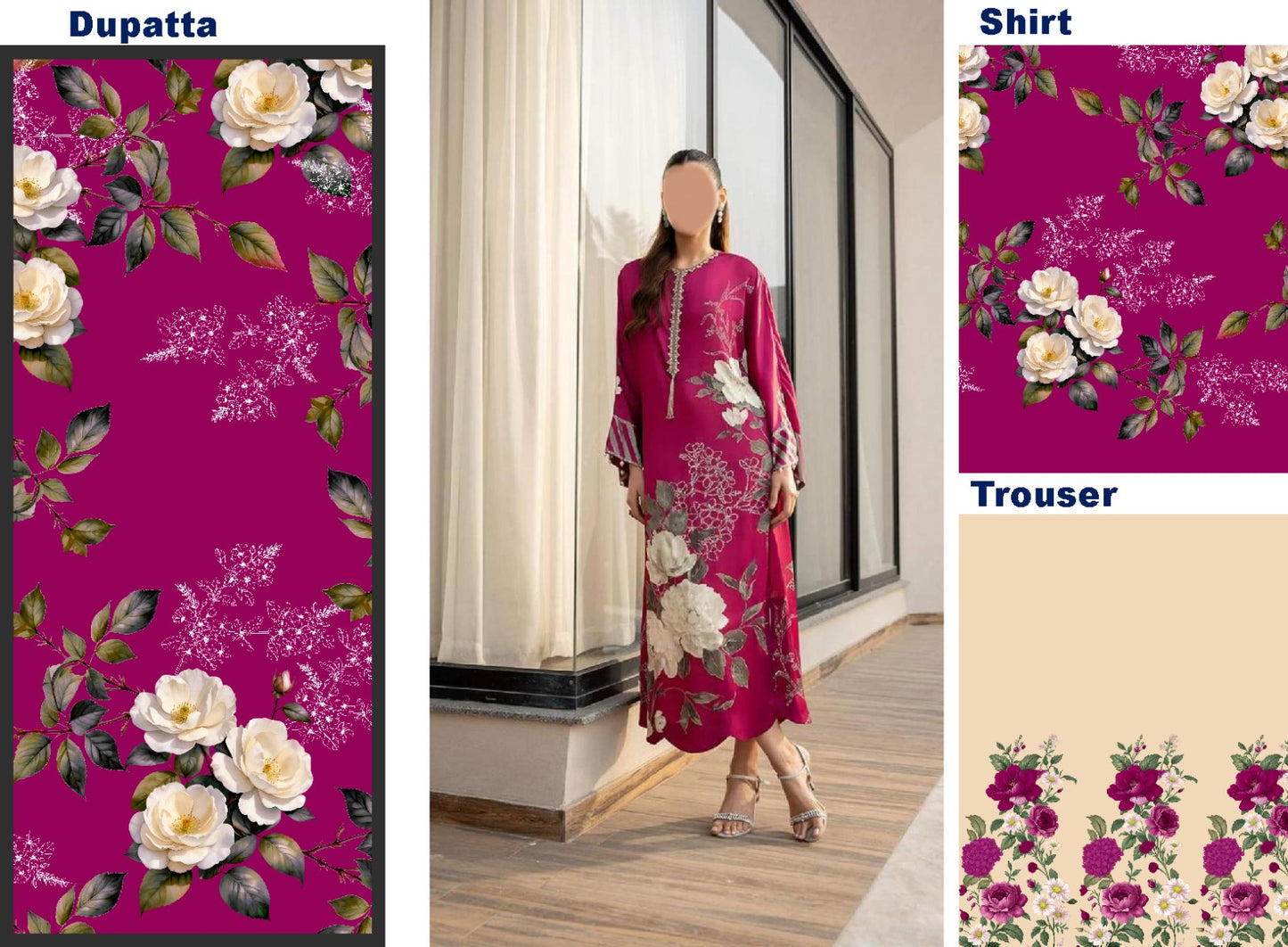 2 Pc Un Stitched Women Suits