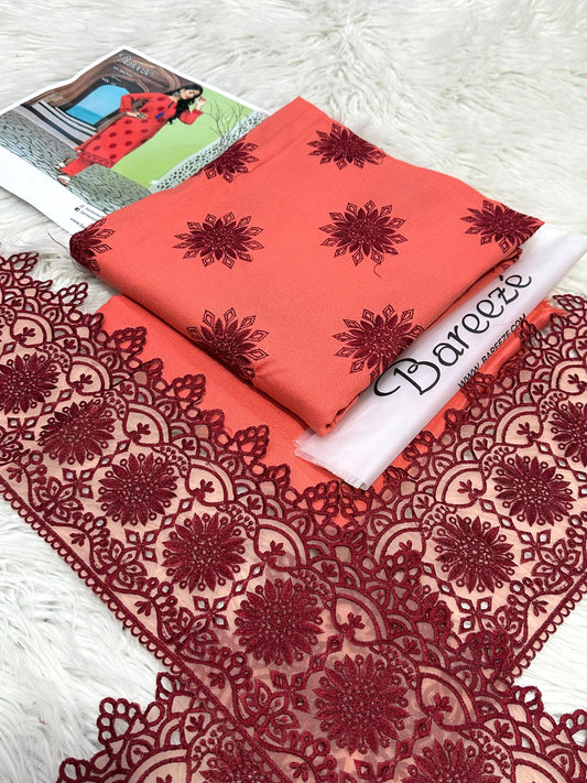 Bareeze 2 Pc shirt with embroidery and patch