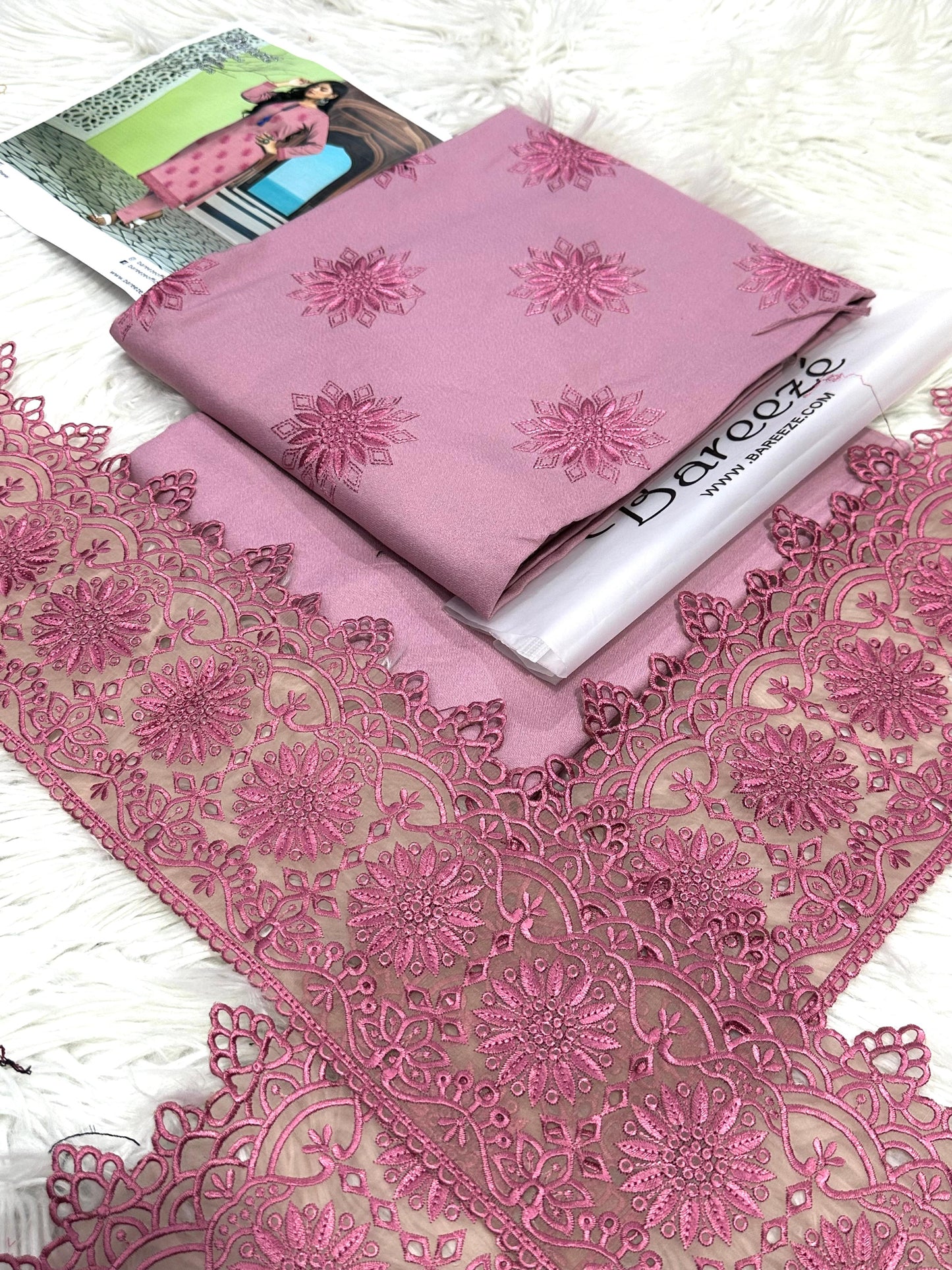 Bareeze 2 Pc shirt with embroidery and patch