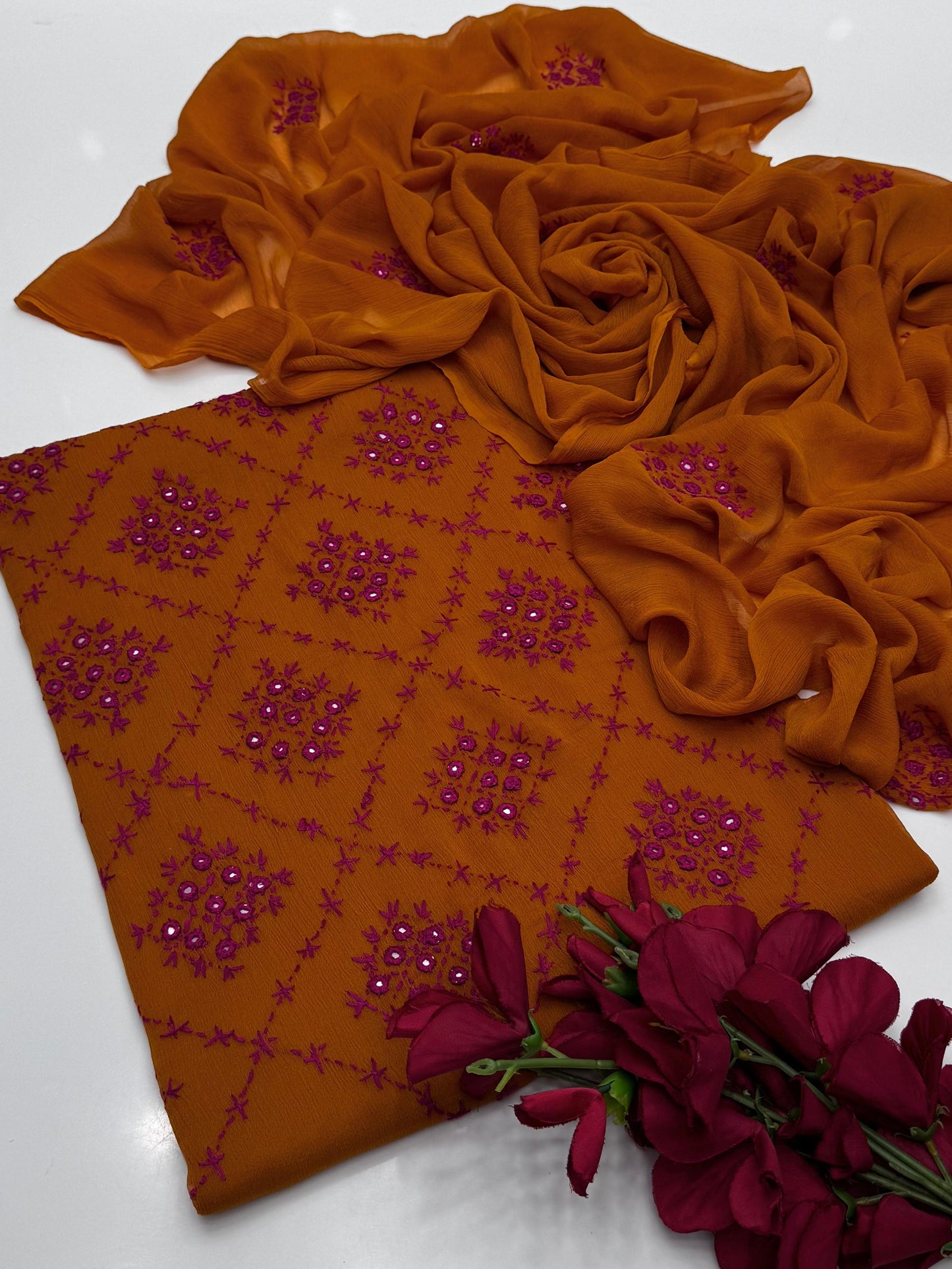 Most Demanded Collection Fabric Bamber Chiffon Handmade Pakka Shesha work