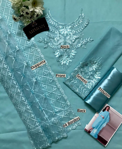 Women Unstitched Chiffon, Organza & Silk 23 Colors Available