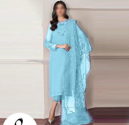 Women Unstitched Chiffon, Organza & Silk 23 Colors Available