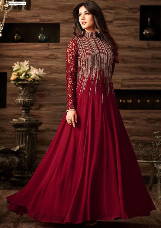 Indian chiffon embroidery frock with embroidery chiffon Dupatta