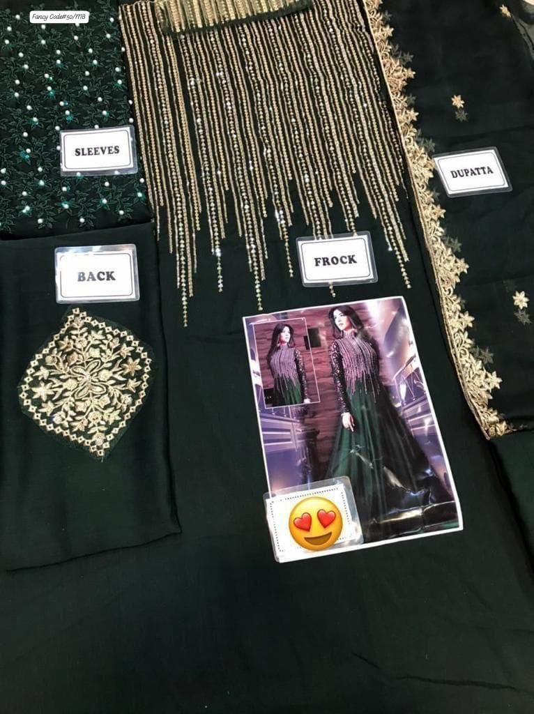 Indian chiffon embroidery frock with embroidery chiffon Dupatta