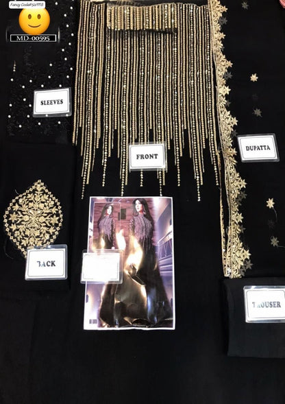 Indian chiffon embroidery frock with embroidery chiffon Dupatta