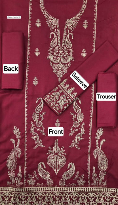 MIX BRAND DHANAK 2PC EMBROIDED