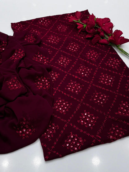 Most Demanded Collection Fabric Bamber Chiffon Handmade &nbsp;Pakka Shesha work