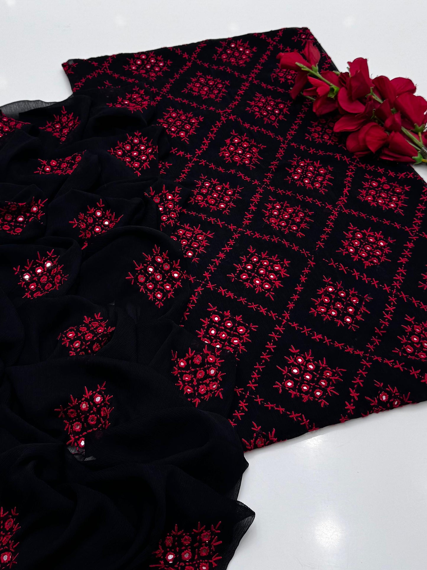 Most Demanded Collection Fabric Bamber Chiffon Handmade &nbsp;Pakka Shesha work