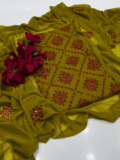 Most Demanded Collection Fabric Bamber Chiffon Handmade &nbsp;Pakka Shesha work