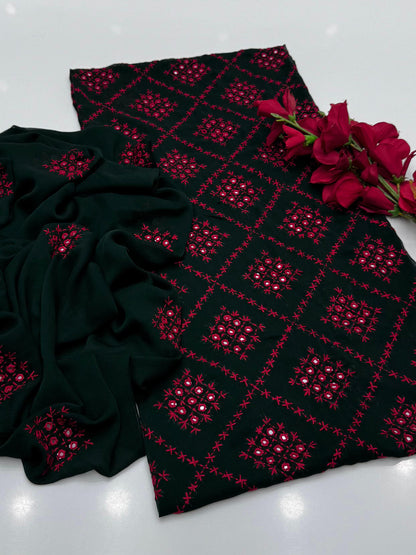 Most Demanded Collection Fabric Bamber Chiffon Handmade &nbsp;Pakka Shesha work