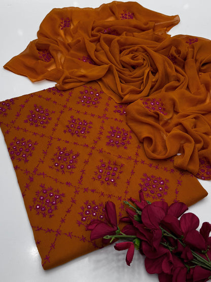 Most Demanded Collection Fabric Bamber Chiffon Handmade &nbsp;Pakka Shesha work