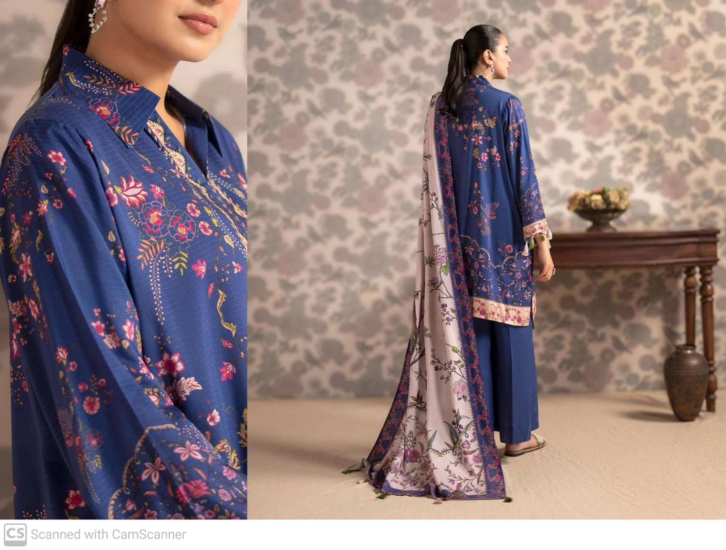 THREE-PIECE FRONT DIGITAL PRINTED LINEN