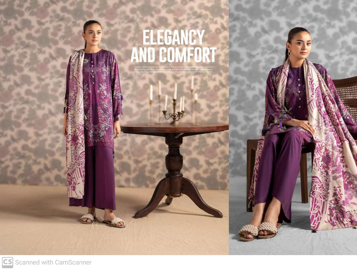 THREE-PIECE FRONT DIGITAL PRINTED LINEN