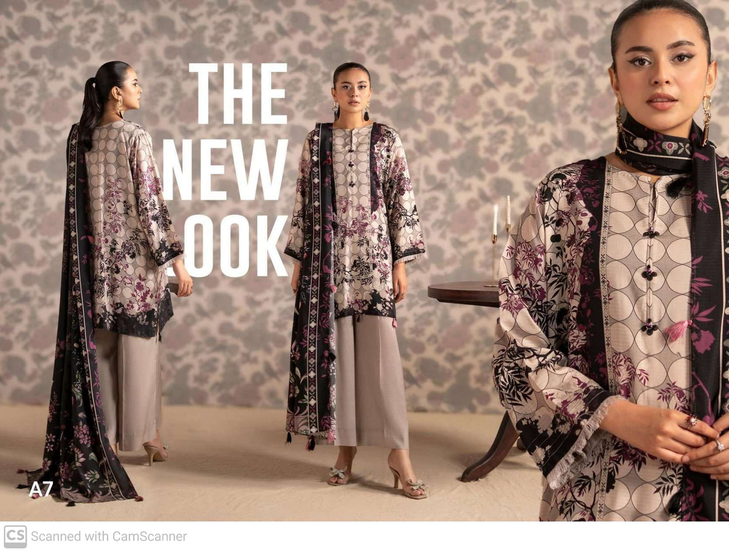 THREE-PIECE FRONT DIGITAL PRINTED LINEN