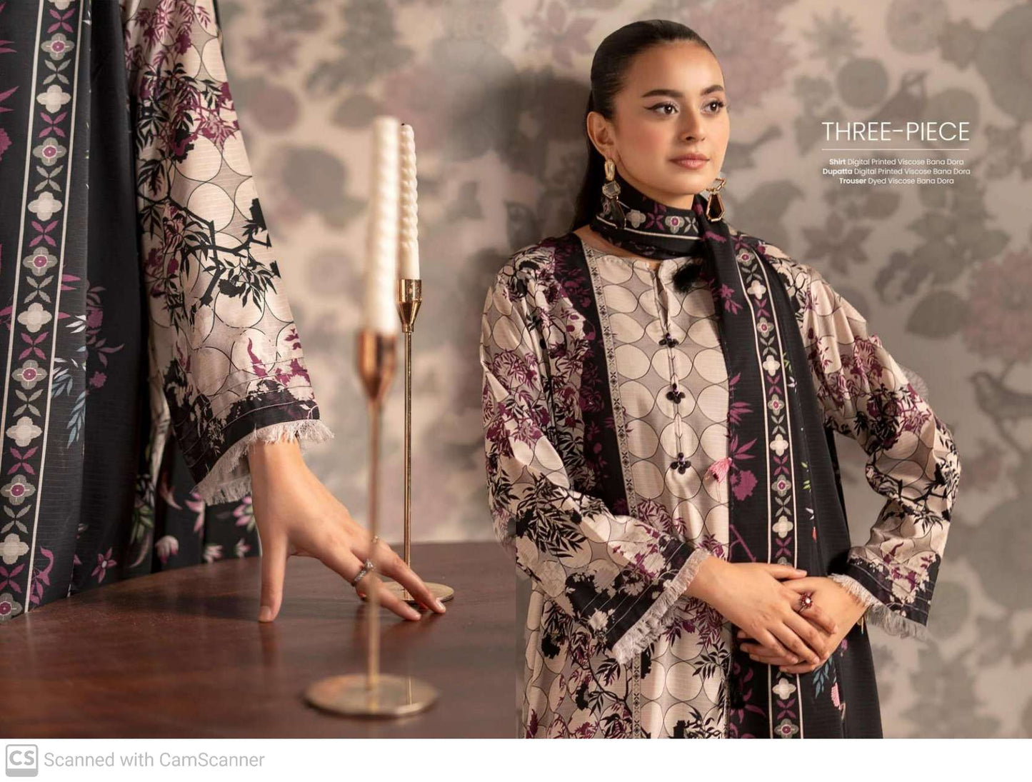 THREE-PIECE FRONT DIGITAL PRINTED LINEN