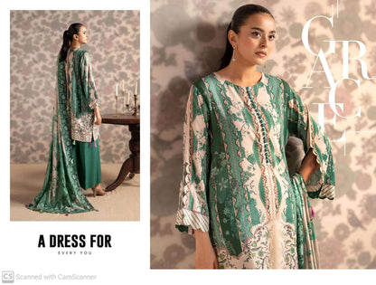 THREE-PIECE FRONT DIGITAL PRINTED LINEN