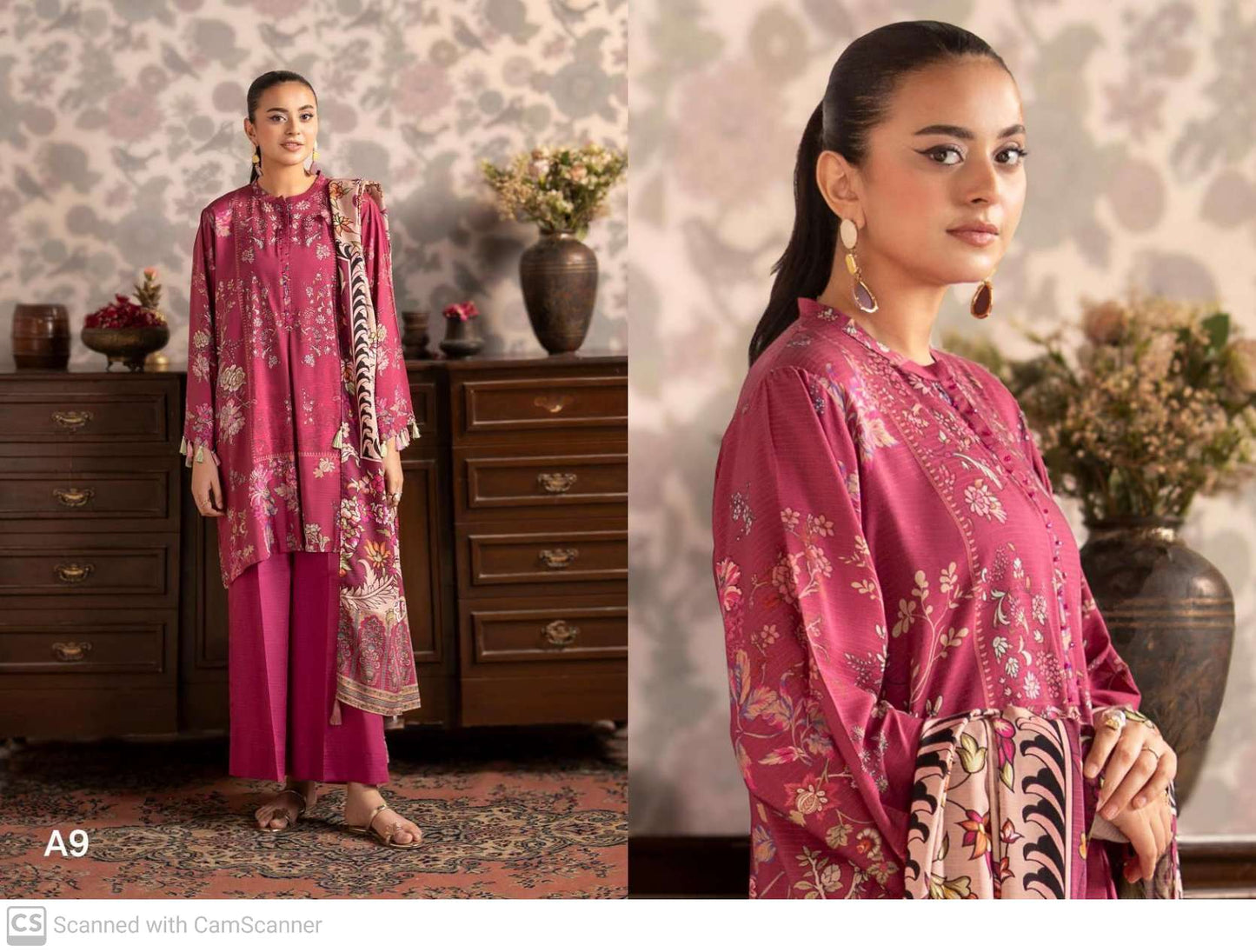THREE-PIECE FRONT DIGITAL PRINTED LINEN