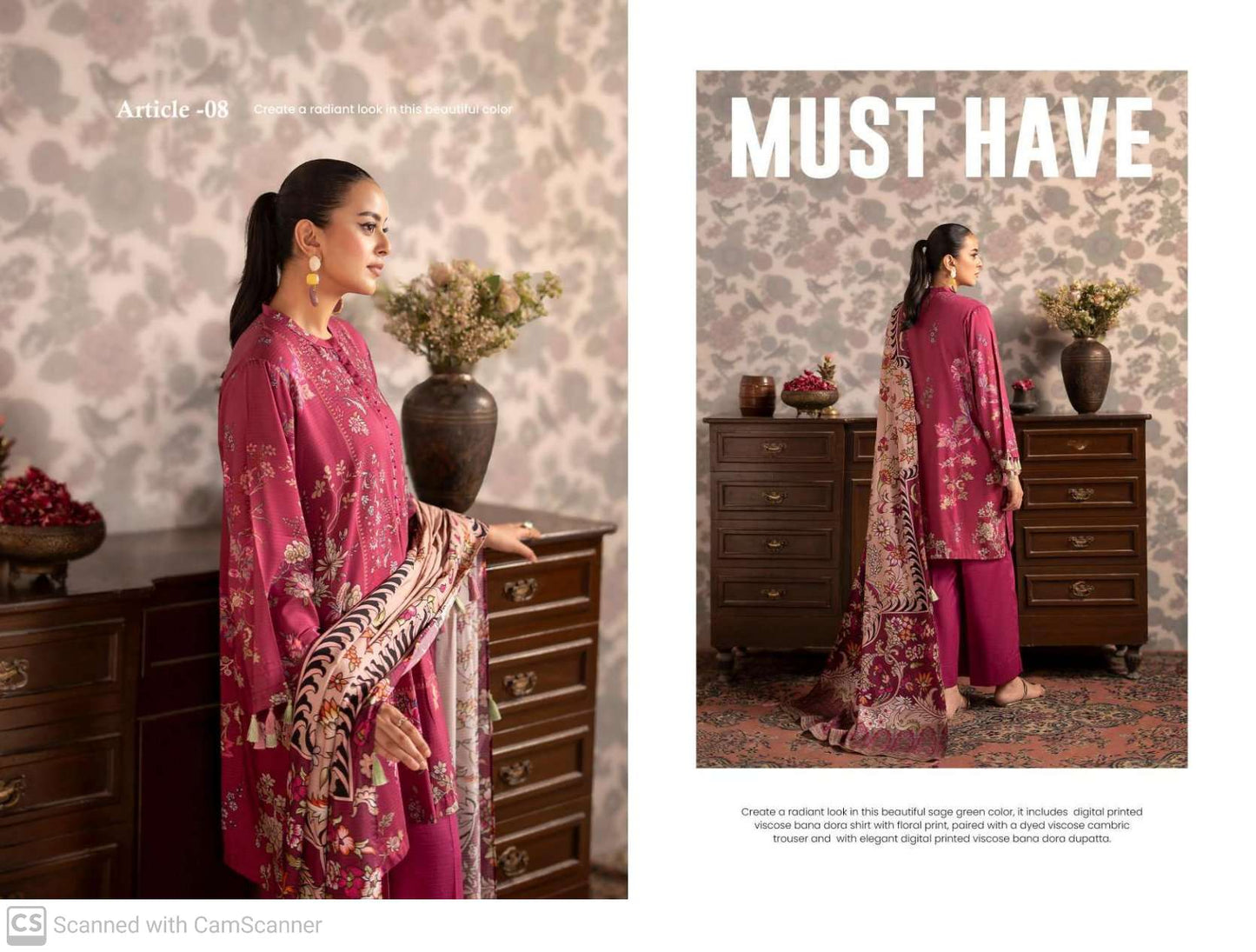 THREE-PIECE FRONT DIGITAL PRINTED LINEN