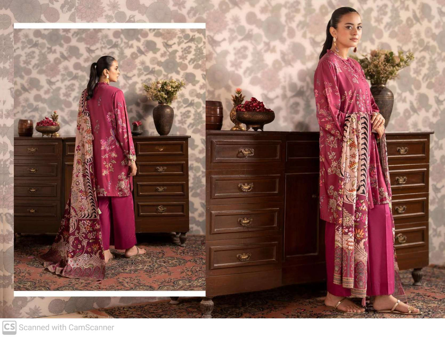 THREE-PIECE FRONT DIGITAL PRINTED LINEN
