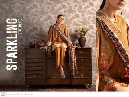 THREE-PIECE FRONT DIGITAL PRINTED LINEN