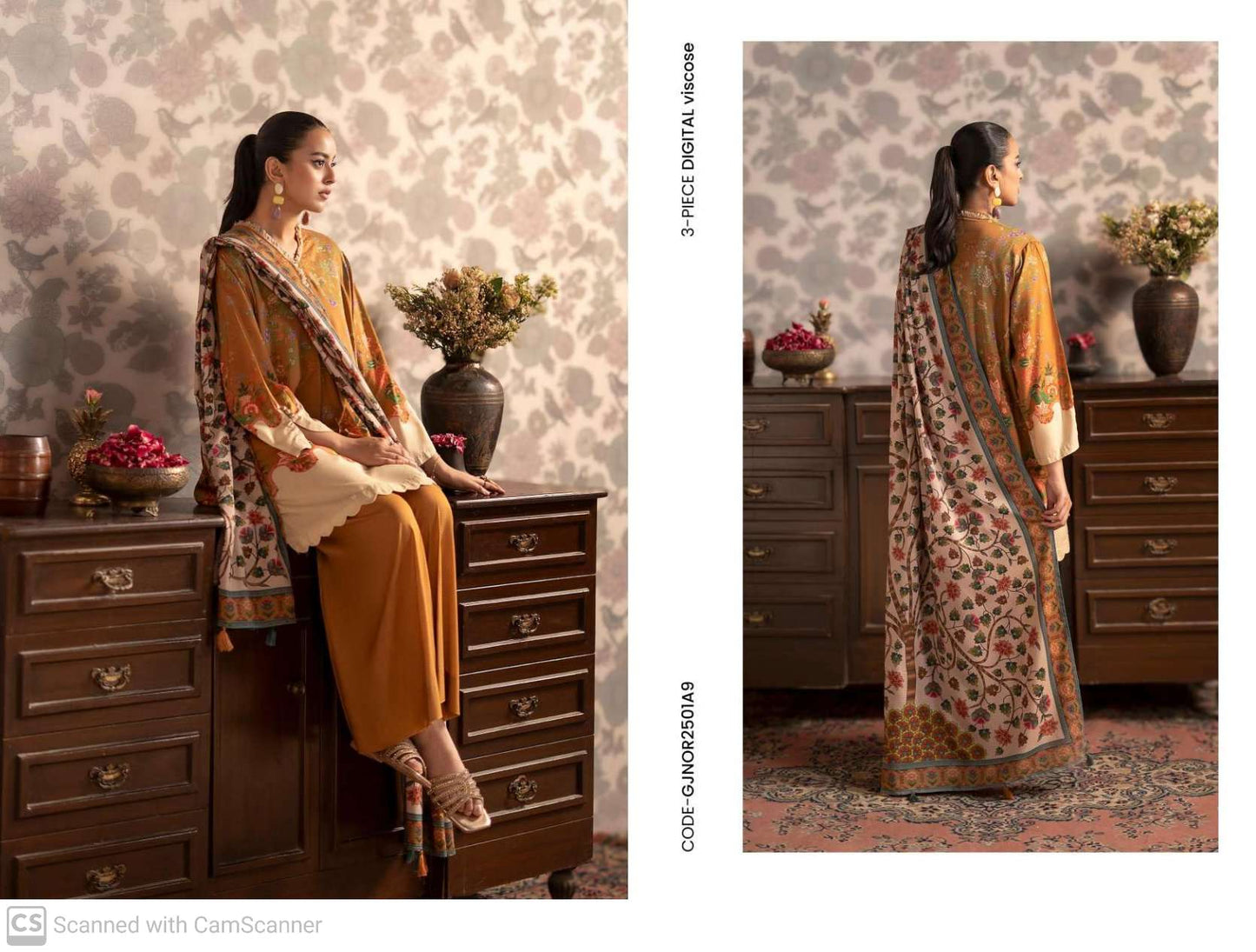 THREE-PIECE FRONT DIGITAL PRINTED LINEN