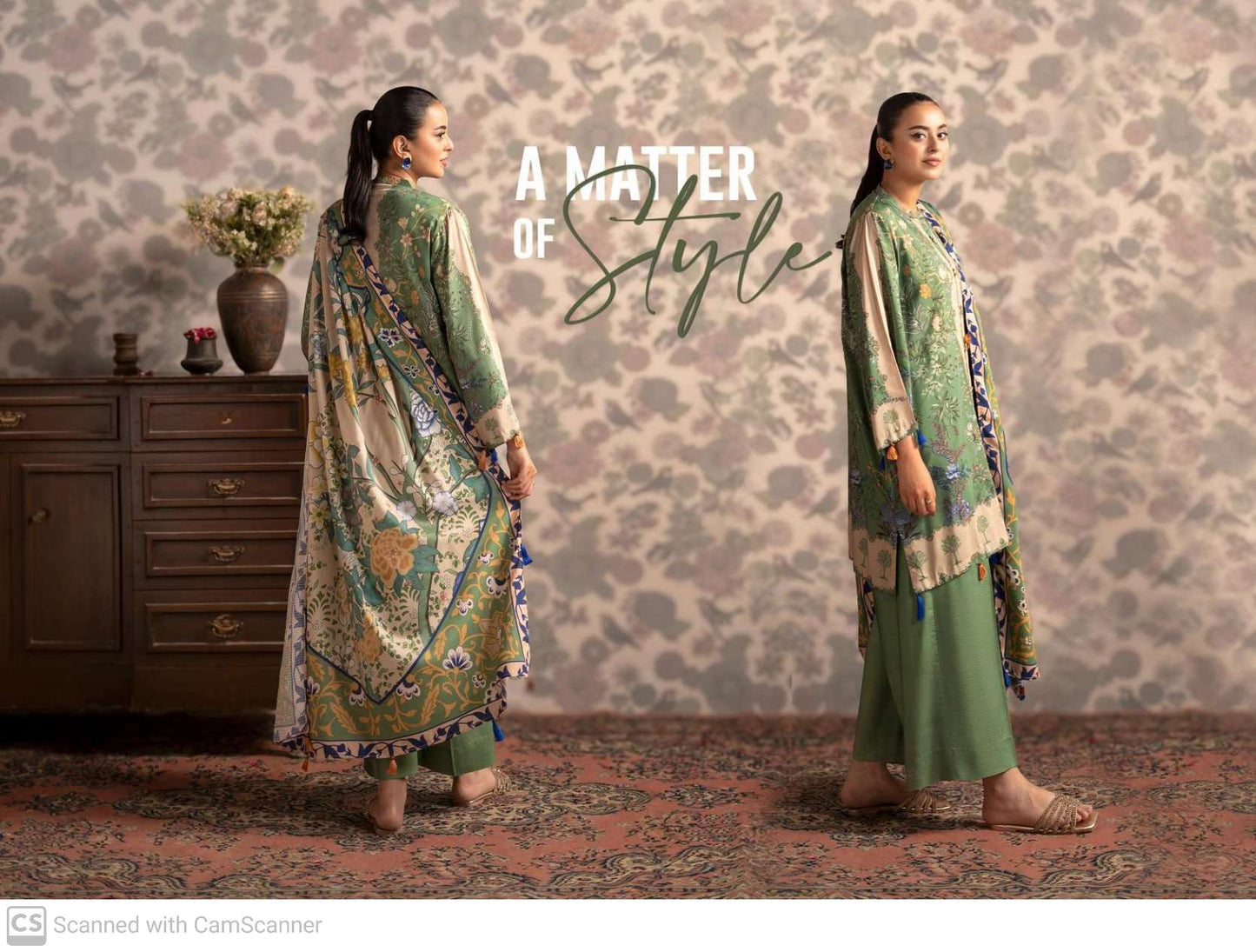 THREE-PIECE FRONT DIGITAL PRINTED LINEN