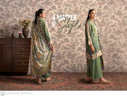 THREE-PIECE FRONT DIGITAL PRINTED LINEN