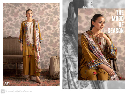 THREE-PIECE FRONT DIGITAL PRINTED LINEN