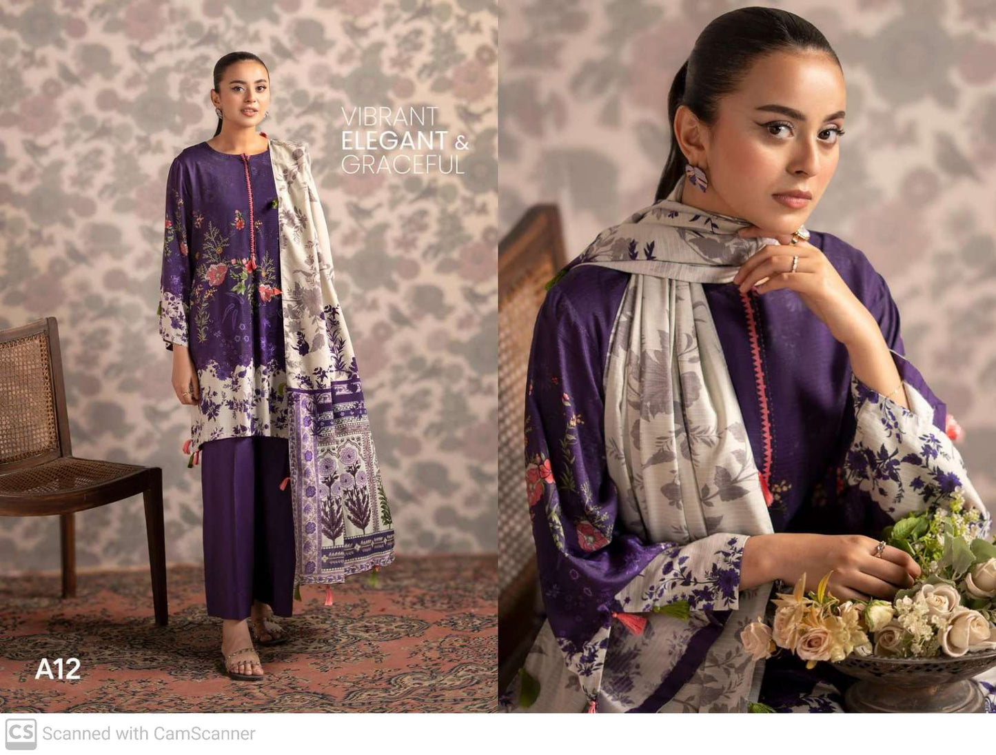 THREE-PIECE FRONT DIGITAL PRINTED LINEN