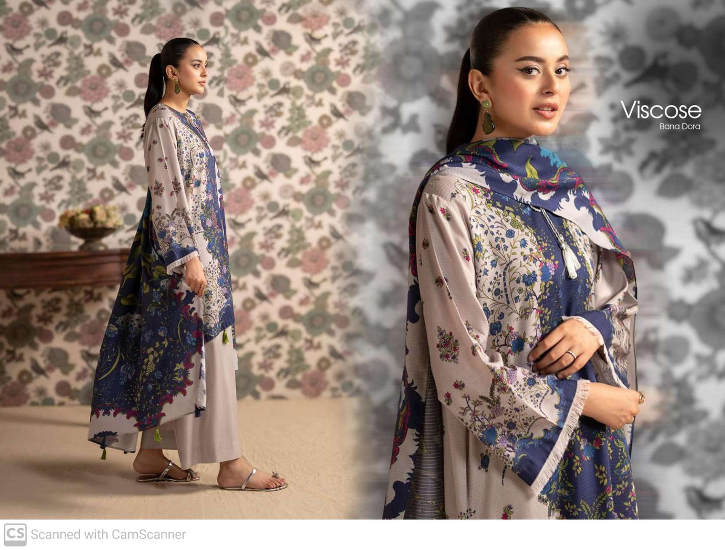 THREE-PIECE FRONT DIGITAL PRINTED LINEN