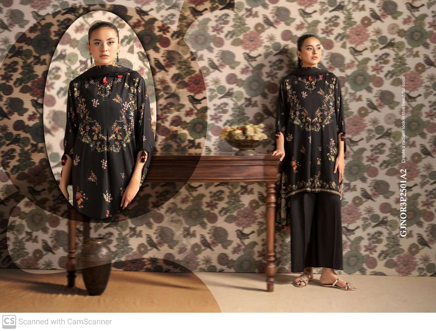 THREE-PIECE FRONT DIGITAL PRINTED LINEN