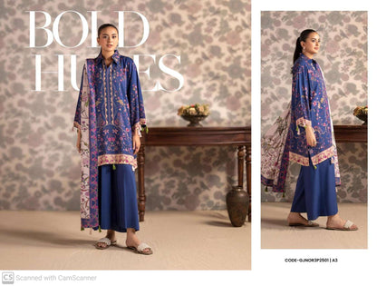 THREE-PIECE FRONT DIGITAL PRINTED LINEN