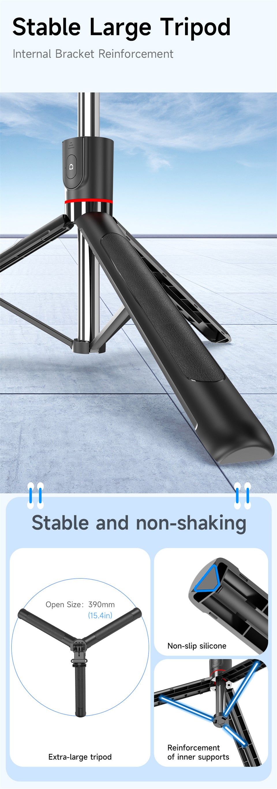 Selfie Stick with Tripod Stand - 4 in 1 Bundle