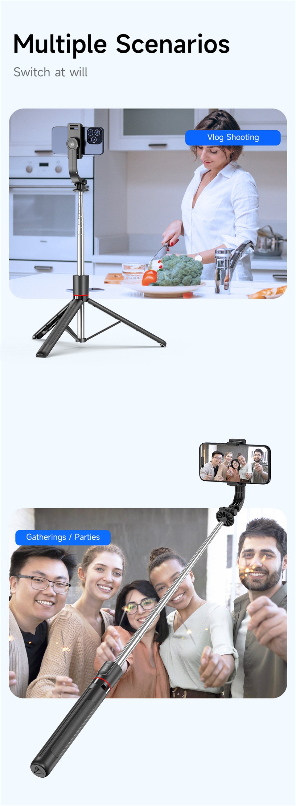 Selfie Stick with Tripod Stand - 4 in 1 Bundle