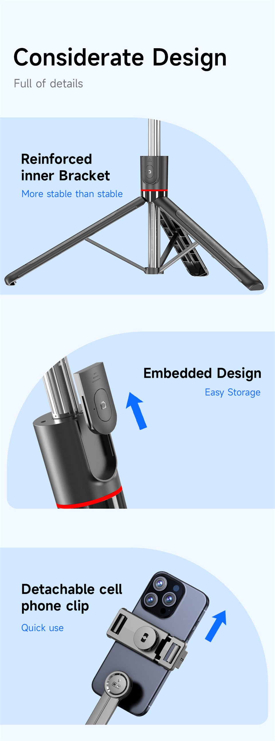 Selfie Stick with Tripod Stand - 4 in 1 Bundle