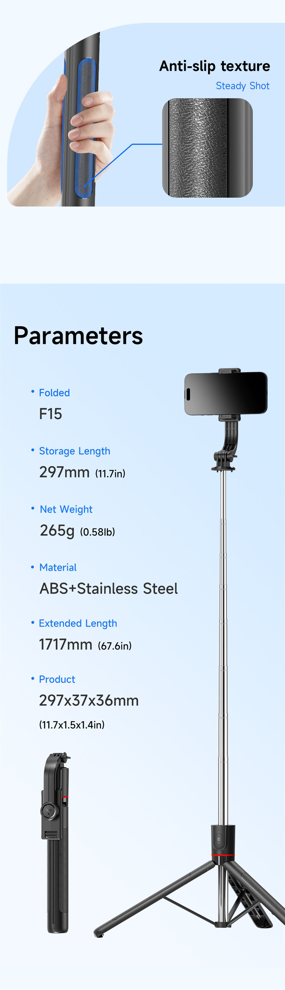 Selfie Stick with Tripod Stand - 4 in 1 Bundle